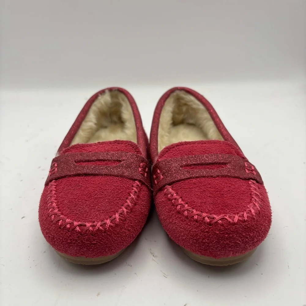 G.H Bass & Co. Pink Bass Fur-Lined Kids Slipper Moccasins Size 11